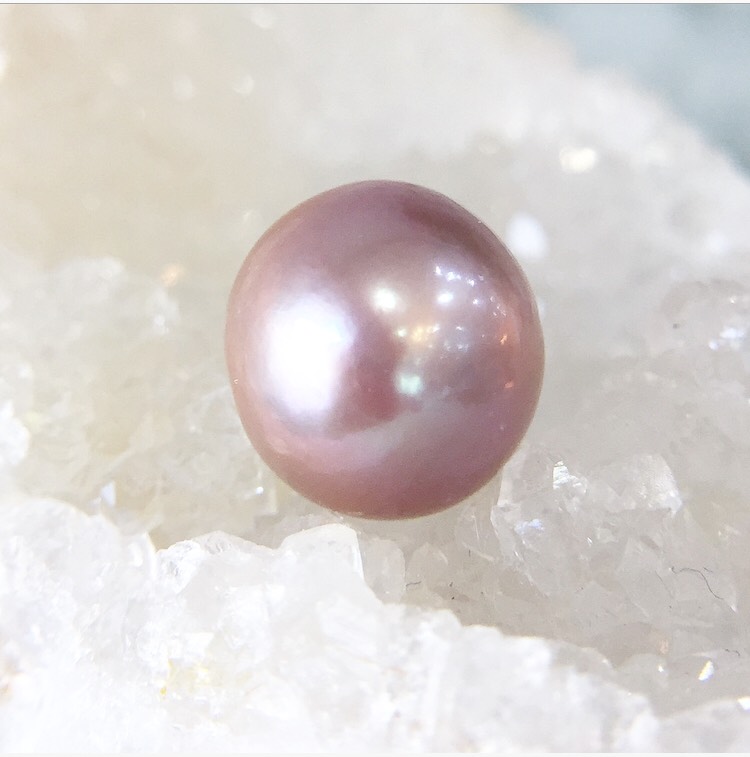 【鑑別済み】ピンク淡水真珠（セミラウンド）粒販売 003のパワーストーン