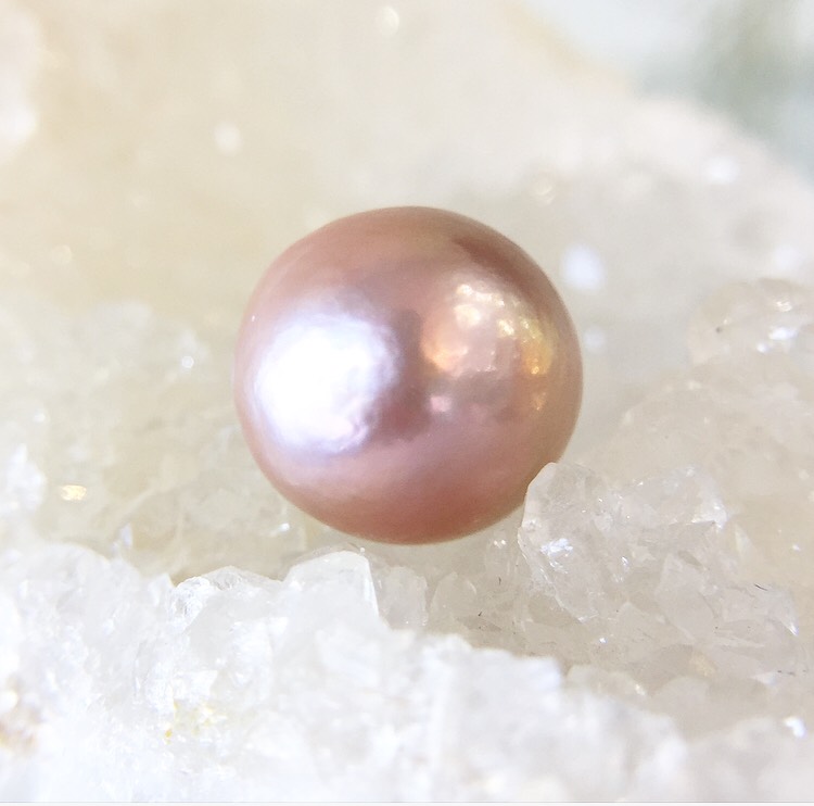 【鑑別済み】ピンク淡水真珠（セミラウンド）粒販売 006のパワーストーン