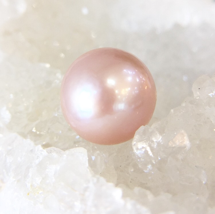 【鑑別済み】ピンク淡水真珠（セミラウンド）粒販売 008のパワーストーン