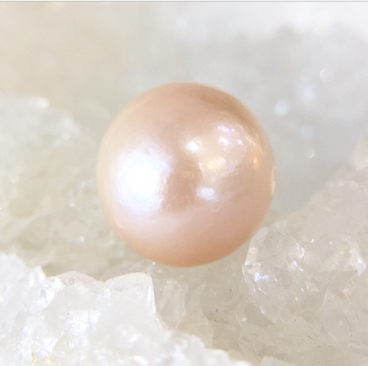 【鑑別済み】ピンク淡水真珠（セミラウンド）粒販売 009のパワーストーン