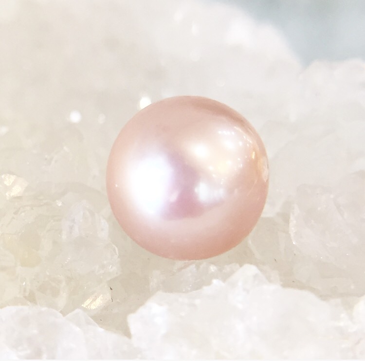 【鑑別済み】ピンク淡水真珠（セミラウンド）粒販売 029のパワーストーン