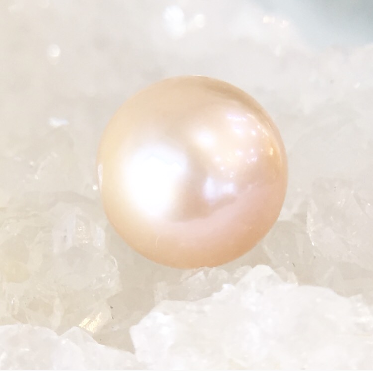 【鑑別済み】ピンク淡水真珠（セミラウンド）粒販売 030のパワーストーン