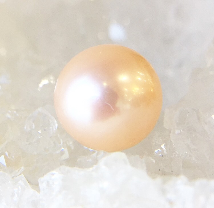 【鑑別済み】ピンク淡水真珠（セミラウンド）粒販売 032のパワーストーン