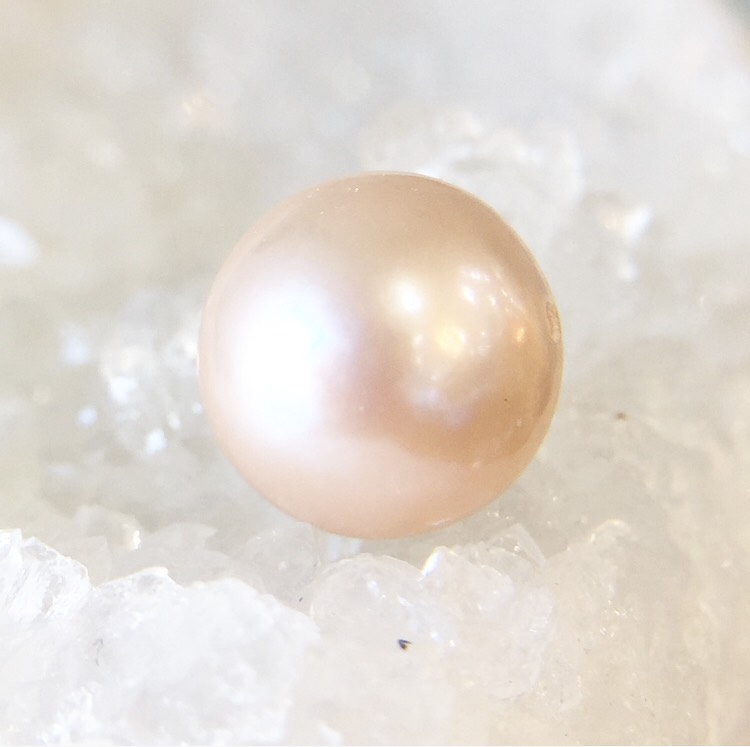 【鑑別済み】ピンク淡水真珠（セミラウンド）粒販売 033のパワーストーン
