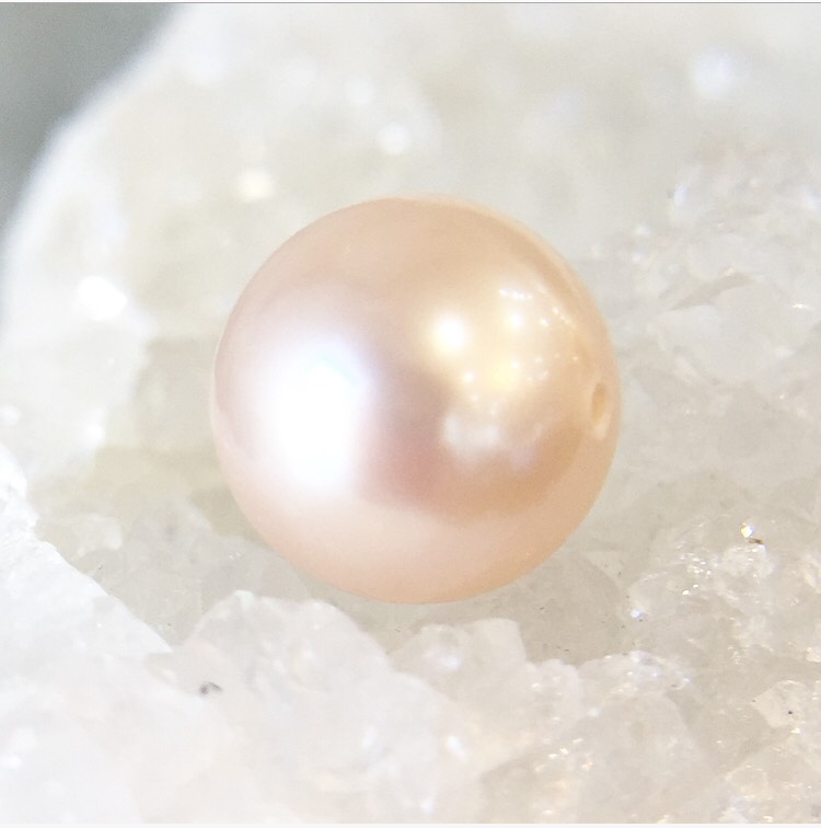 【鑑別済み】ピンク淡水真珠（セミラウンド）粒販売 034のパワーストーン