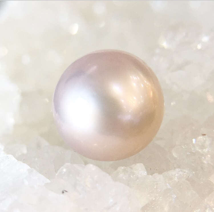 【鑑別済み】ピンク淡水真珠（セミラウンド）粒販売 035のパワーストーン