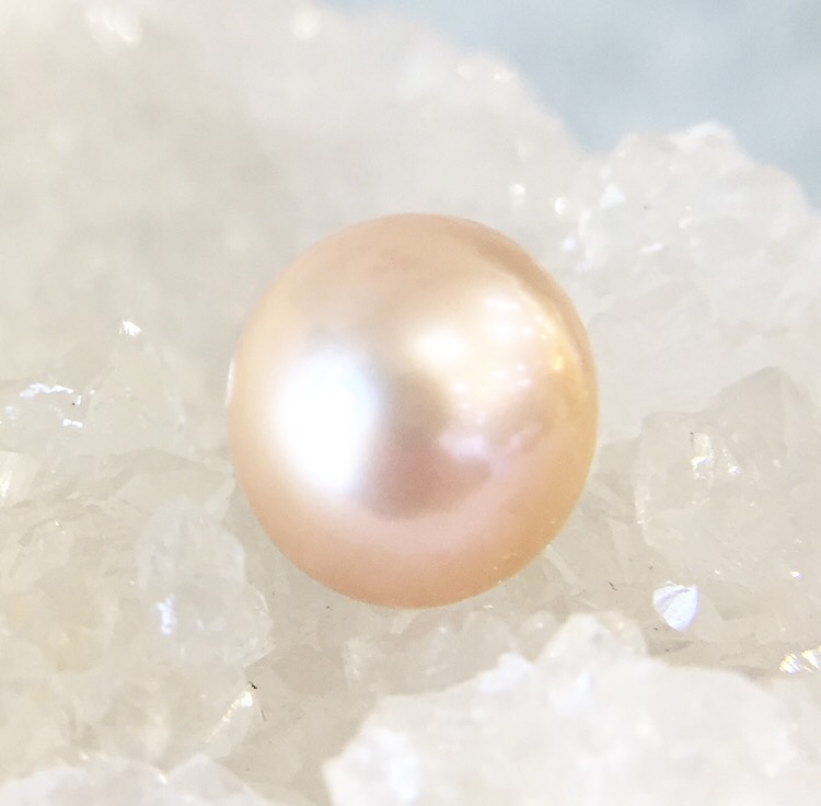 【鑑別済み】ピンク淡水真珠（セミラウンド）粒販売 036のパワーストーン