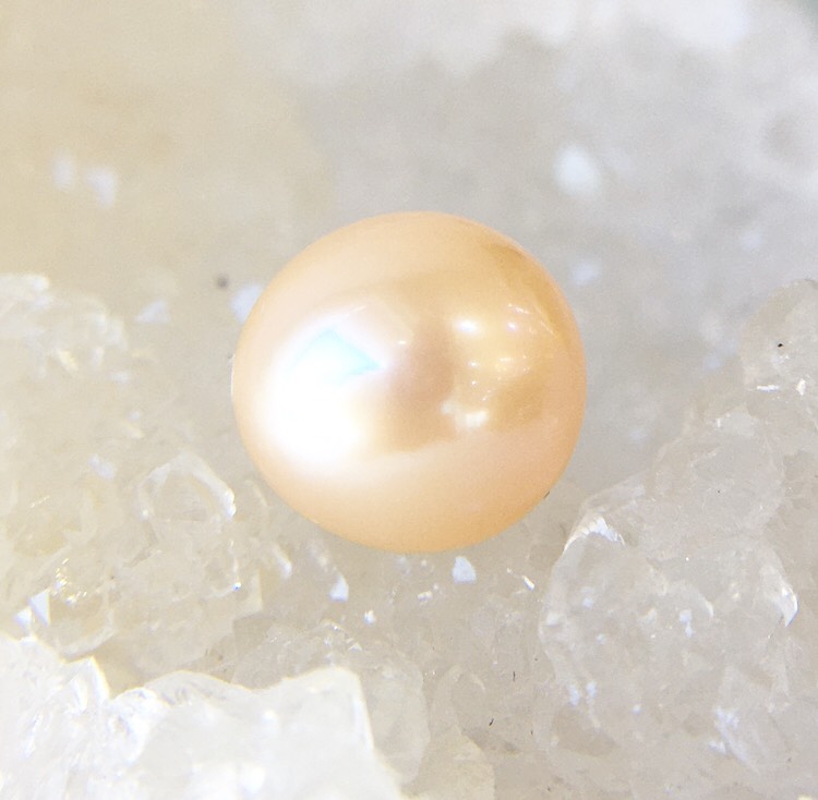【鑑別済み】ピンク淡水真珠（セミラウンド）粒販売 041のパワーストーン