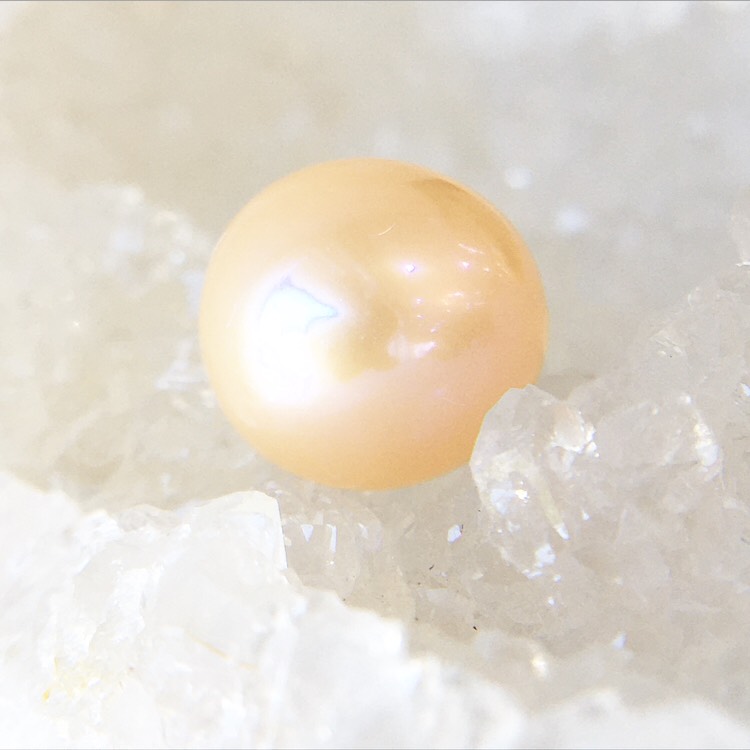 【鑑別済み】ピンク淡水真珠（セミラウンド）粒販売 042のパワーストーン