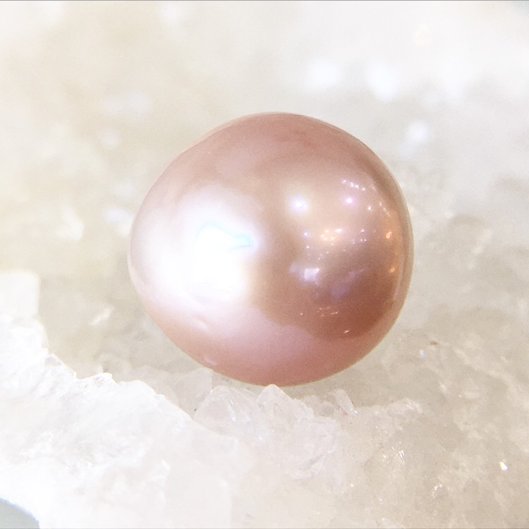 【鑑別済み】ピンク淡水真珠（セミラウンド）粒販売 046のパワーストーン